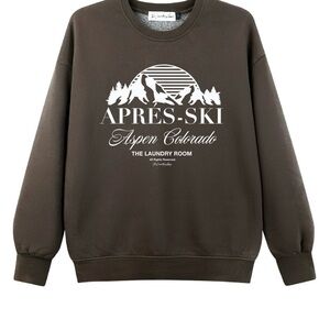 The Laundry Room Brown Crewneck with White Apres-Ski Graphic